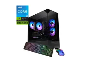 iBUYPOWER Element SE Gaming PC Desktop Computer Intel Core i5 14400F CPU, NVIDIA GeForce RTX 5050 8GB GPU, 16GB DDR4 Non-RGB RAM, 1TB NVMe SSD, Windows 11 Home, Keyboard, Mouse - Black