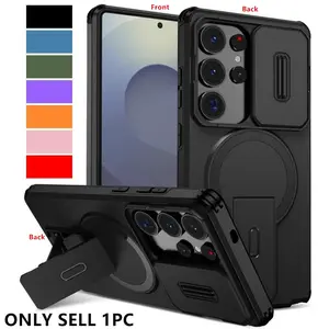 Luxury Shockproof Heavy Hard Case with Stand for Samsung Galaxy S26 S25 FE S25 S24 Ultra Plus A56 A36 A26 A17 A16 Smartphone Protection