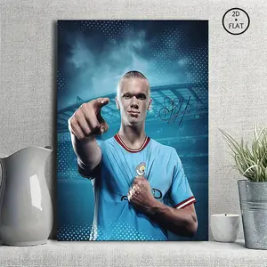 Erling Haaland Athlete Portrait Artistic Canvas Print, Sports Star Photo Wall Decor, Stylish Indoor Room Decoration for Home (Home Supplies, Posters & Prints)