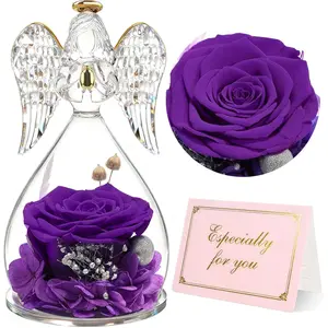 Mom Birthday Gifts for Mom Grandma, Angel Figurines with Real Rose Gifts for Women Moms, Preserved  Rose Glass Angel for Mothers Day Christmas Valentine's Day Gifts for Her()