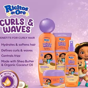 Ricitos de Oro Kids Curly Hair Care Set  | Shampoo, Conditioner, Detangling Spray & Styling para Rizos