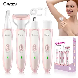 Four-In-One Rechargeable Electric Hair Remover, Trimmer for Face, Nose, Leg, Armpit, Portable Grooming Kit for Women