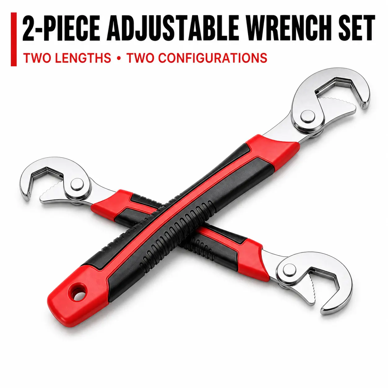 2-Piece Set Heavy Duty Universal Adjustable Dual Head Wrench Multifunctional Self Tightening Tool for Home Maintenance DIY Tasks and Car Hacks quick opening easy tire change tool