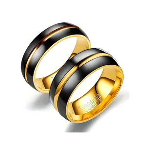 Attractive Two-Tone Black Gold Couple Ring, symbol of beauty and charm, suitable for daily wear or party wear,