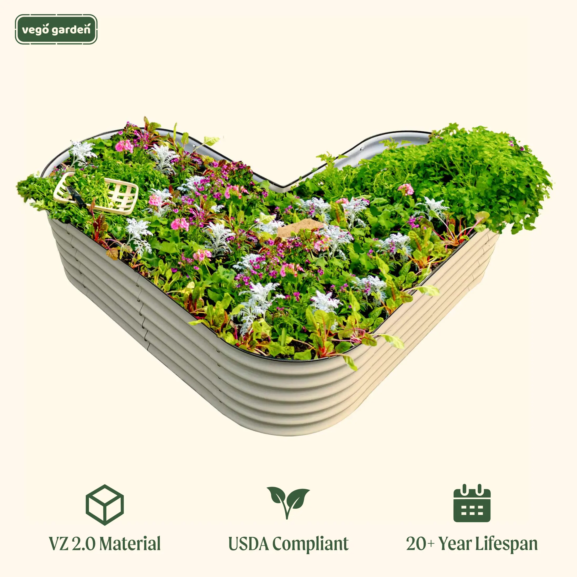 Vego Garden 17" Tall L-Shaped Raised Planter Boxes Kit for Corners, with Weaving Planter Basket & Weaving Flower Basket