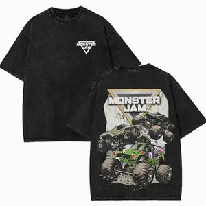 Monster Jam Two Side Washed T-Shirt, Grave Digger Monster Truck Graphic Tee, Birthday Gift for Him for Her, Racing Fan Shirt Classic Cotton, Menswear PBN S79