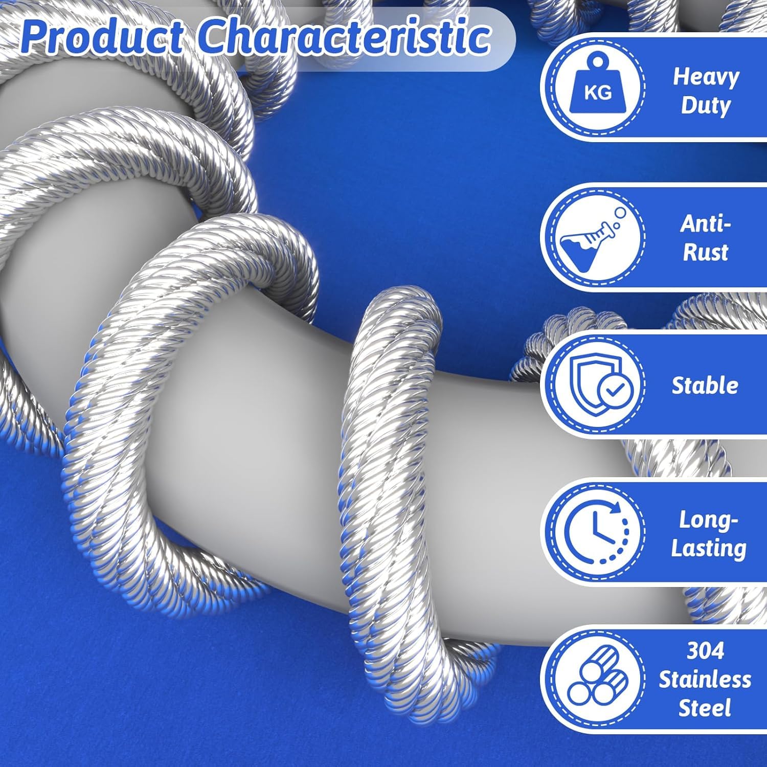 Maeklon 400ft 1/4" Stainless Steel Cable, 7x19 Strand Aircraft Wire Rope, Breaking Strength 6400 Ibs Stainless Steel Zip Line for Heavy Duty Applications, Deck Railing, and String Lights