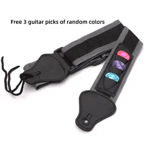 Guitar Pick Storage Strap, Guitar Strap with 3pcs Random Color Guitar Picks, Guitar Accessories for Acoustic & Electric Guitar