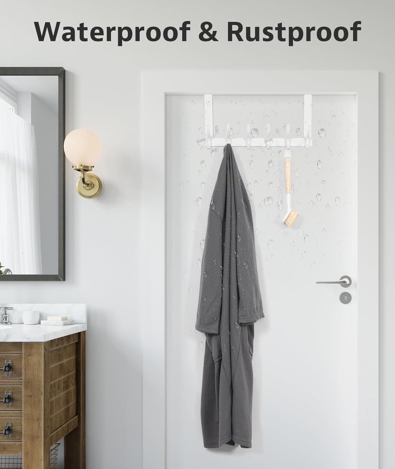 Over The Door Hooks, Door Hanger Hooks for Hanging, Over The Doors Towel Racks for Bathroom, Coat Rack Dorm Essentials (1Pack, White, Fit 1-3/4" Doors)