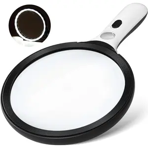 Handheld Illuminated Magnifying Glass with Light, Large 5" Lens 24LED 1UV Lighted Magnifier for Seniors Reading Coins Jewelry Close Work