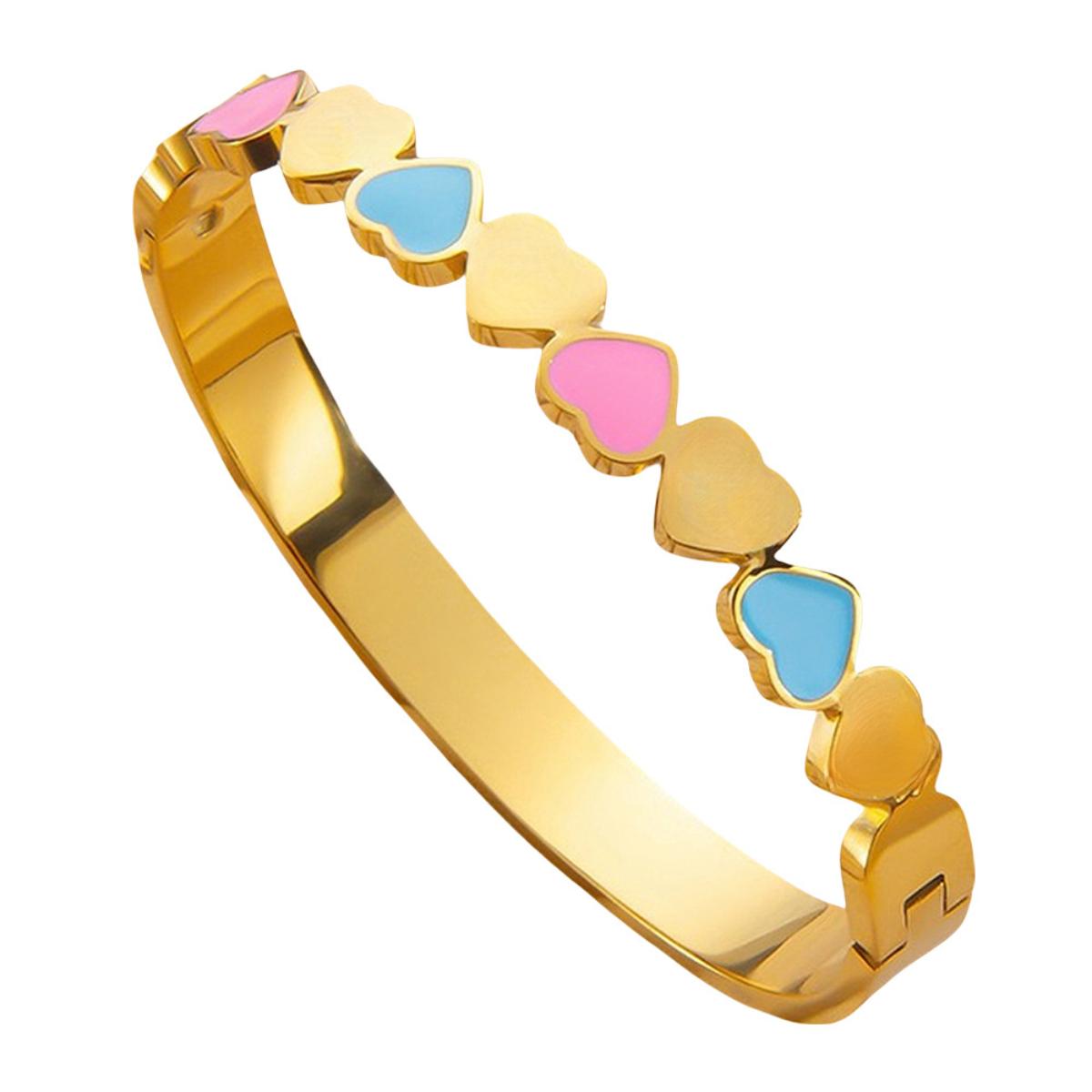 Minimalist Heart Enamel Bangle Bracelet for Women, Elegant Love Heart Link Bangle, Adjustable Statement Layering Bracelet, Trendy Aesthetic Daily Wear Jewelry, Timeless Gift for Her