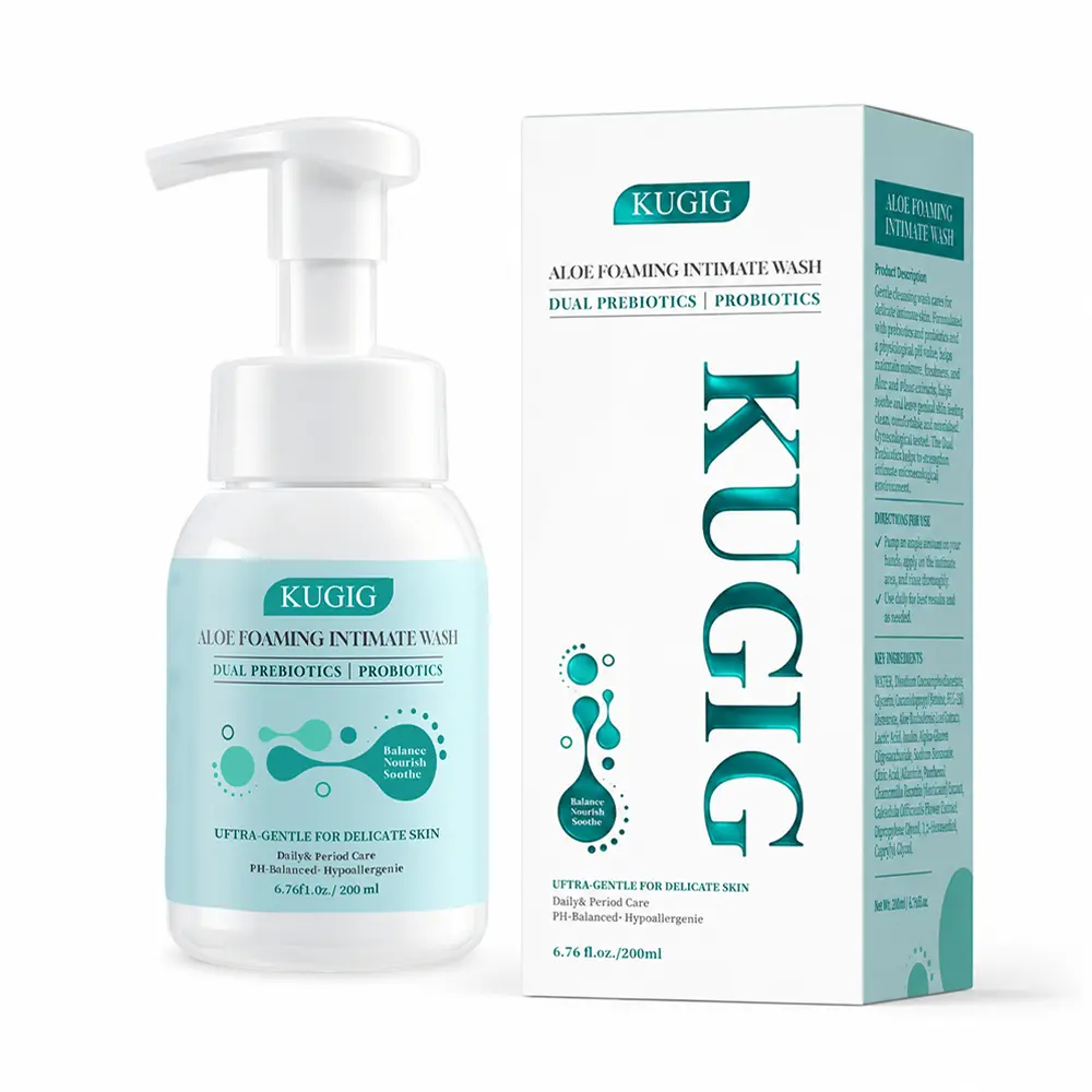 KUGIG Wash Intimate Cleanser for Women & Men, pH-Balanced Aloe Vera with Prebiotic Complex & Fermented Ingredients, Gentle Daily Care for Sensitive Skin