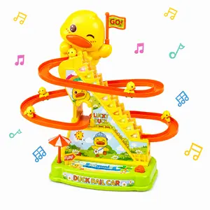 Small Ducks Climbing Toys,Electric Ducks Chasing Race Track Game Set with Ducks, Playful Roller Coaster Toy with Led Flashing Lights &Music,Interactive Duck Shaped,Electric Ducks Race Track Chasing Game Set,Christmas gift, Children's Day gift