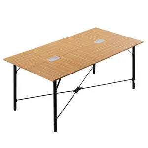 VEVOR Conference Table, 6 ft Office Meeting Table for 6-8 Person, Modern Rectangle Seminar Desk with Metal Legs, Meeting Desk Ideal for Office, Boardroom, Conference Room, Easy Assembly, Brown