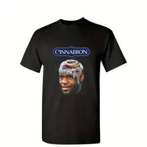 Cinnabron LeBron James Meme T-Shirt Women Gift Vintage Graphic Tees 100% Cotton Casual Unisex Fitted Short Sleeve Crew Neck Tee - Menswear, Top