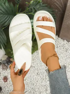 New Spring Summer 2026 Round Toe Soft Sole Hollow Out Beach Slippers, Unisex Bathroom Sandals, Lightweight Outdoor Vacation Shoes