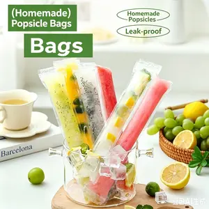 Disposable Ice Pop Squeeze Bags Food-grade DIY homemade crushed ice popsicle packaging bags, household self-making ice candy molds, with free funnel included，You'll receive exactly 100 pcs
