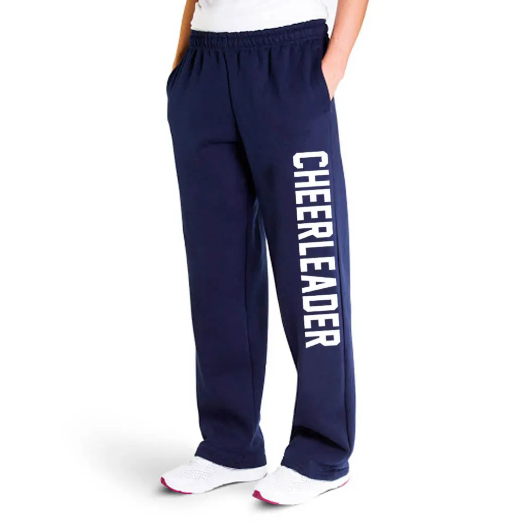 Women's Athletic Fleece Sweatpants for Cheerleaders, Varsity Sports Performance Bottoms with Pockets and a Drawstring Waist, Athletic Feeling Women's Sports Sweatpants, Cheerleading, Drawstring Elastic Waistband, No-Pill, Side Pockets