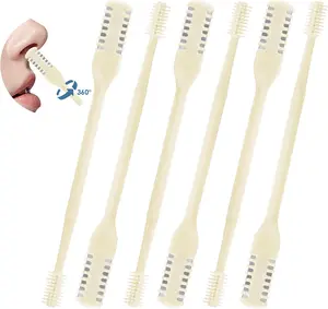 6 Pcs 2-in-1 Nasal Cutter, Upgrade Double Sided Nose Knife, 360 Nostril Hair Remover Tool, Trimmer for Men, Women, Soft Cleaning Brush (Cream)
