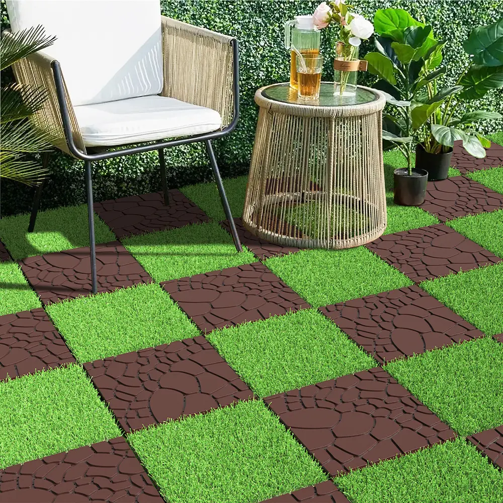 44 Pack Interlocking Deck Tile, Patio Deck Tiles,12x12in Square Waterproof Flooring Tiles All Weather Use, for Outdoor, Indoor, Poolside, Balcony, Backyard