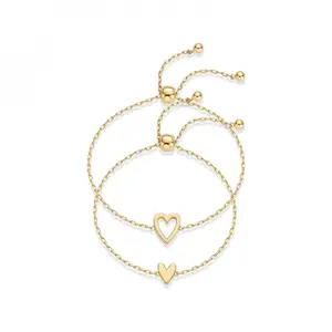 Gold Plated AdjustableMatching cute Bracelets for Women-Heart Charm andBFF Friendship Styles