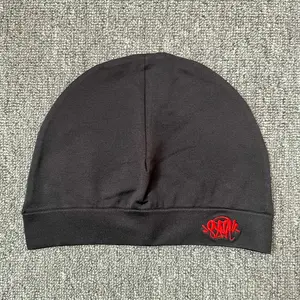 syna world Skull Cap - Lightweight Stretchy Beanie Hat, Black with Skull Graphic, Unisex Pullover for Men & Women, Streetwear, Concerts, Everyday - Easy Care (Hand Wash/Dry Clean), Streetwear Accessory