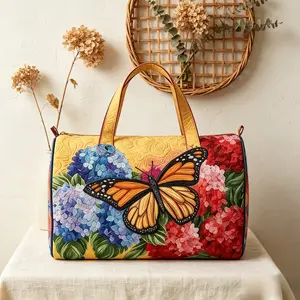 Fashion Floral Butterfly Quilted Summer Travel Bag, Ideal for Daily Life & Vacation Trips