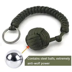 Outdoor Self-Defense Umbrella Rope,Monkey Fist Steel Ball, Paracord Survival Key Chain, Outdoor Safety Protection Accessories Paracord Arm Band