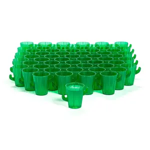Bulk  60 Ct. Green Cactus Plastic Shot Glasses