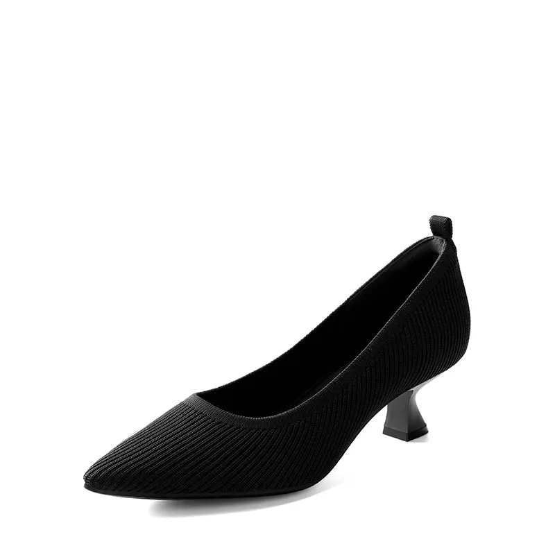 DREAM PAIRS Women's Stylish Knitted Kitten Heeled Shoes - Elegant, Classy Footwear for Daily Wear