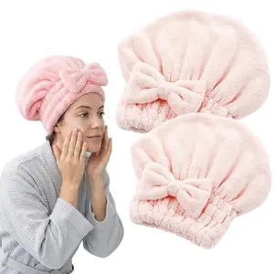 Microfiber Hair Drying Caps, Extrame Soft Ultra Absorbent, Fast Drying Hair Turban Wrap Towels Thick Fluffy Shower Cap for Women