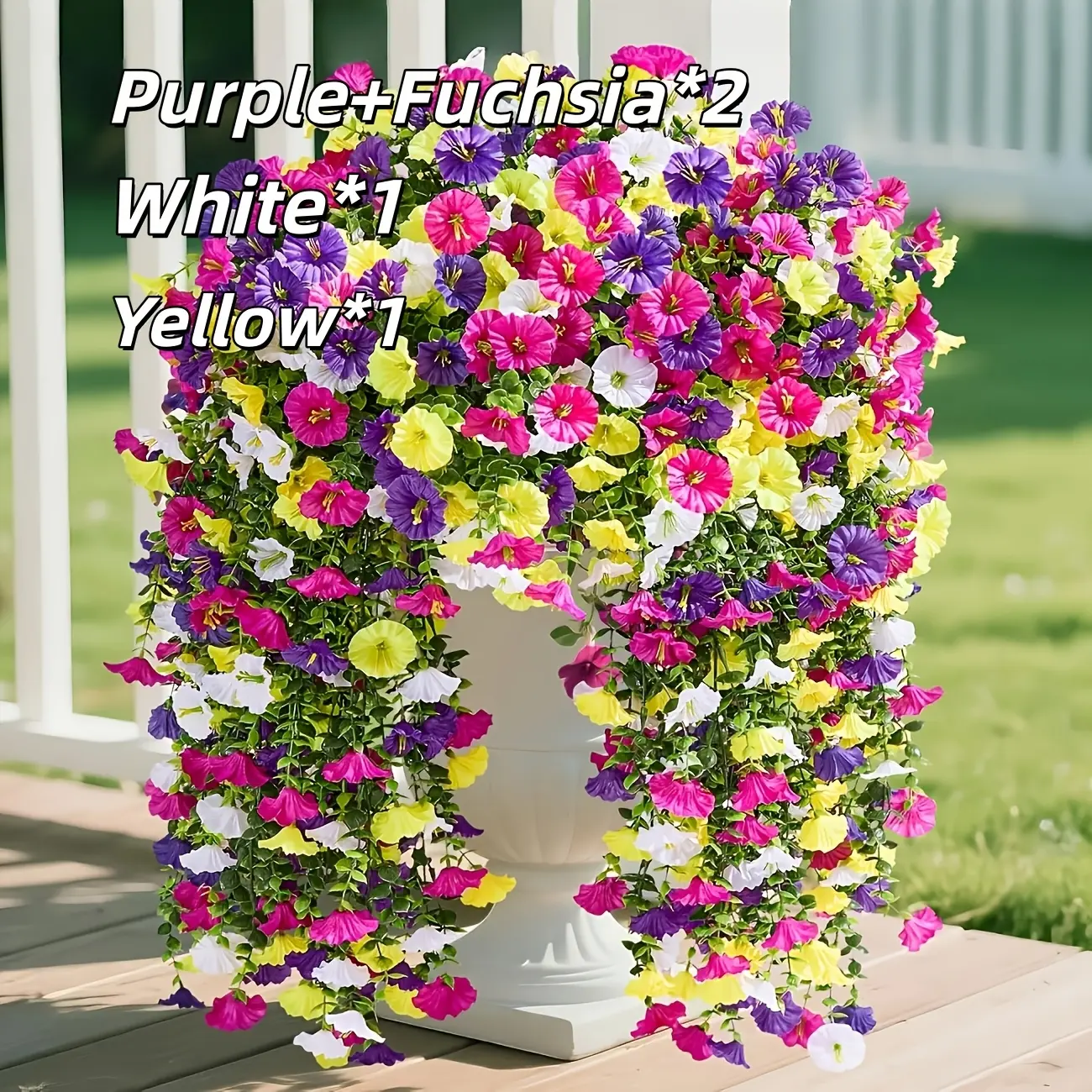 180 pieces of artificial morning glory flowers with UV resistance, suitable for weddings, porches, courtyards, front doors - outdoor / artificial plant garlands with hanging chains (maintenance-free)