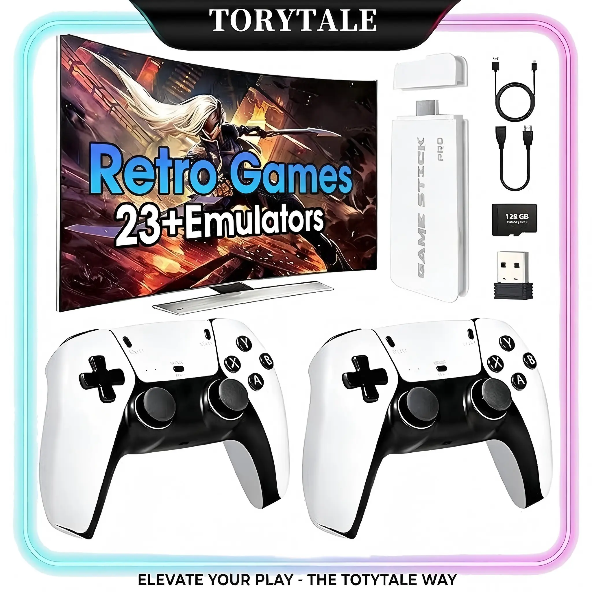 Retro Mass Games Console , 19 Emulators, 2 Wireless Controllers, (No PS2/N64/Gamecube) HD Output, Built-in Games, Portable Tech Gadget  - Father's Day Gifts, Dad Gift for Adults, Fathers Day Gift Ideas, Men's Stuff