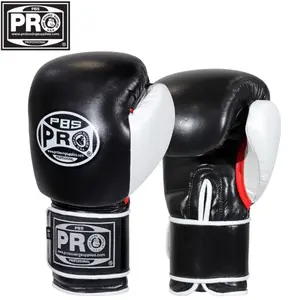 ProBoxing Leather Boxing Gloves – (Black & White) – Training Boxing Gloves for Boxing, MMA, Muay Thai & Sparring – Durable Genuine Leather, Wrist Support, Impact Protection