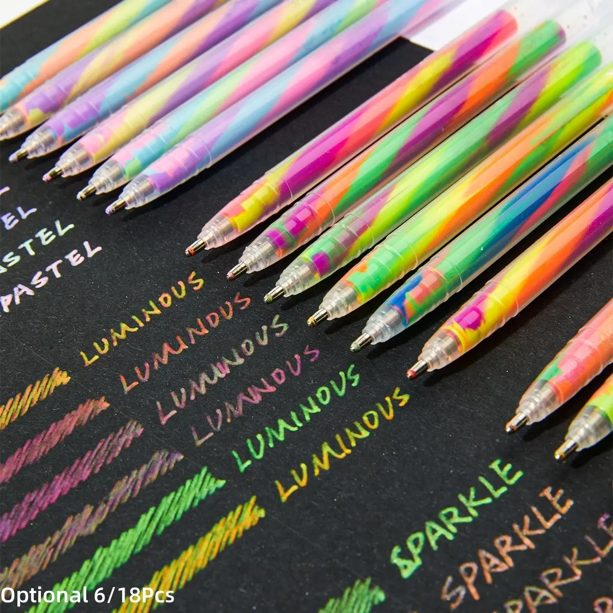 6/18Pcs Mixing of 3 Colors Rainbow Gel Pens Color Changing Ballpoint Pen Glitter Magic Pen Set for Adults Coloring Books Drawing Doodling Scrapbooking Notes,Artist Illustrating Doodle Drawing Pen