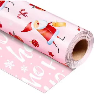 Santa Claus Christmas Wrapping Paper Roll,  Christmas  Wrap, Reversible Chic Girly Santa, Ornament  Wrapping Paper for Holiday,  Packaging, Craft (17 Inch X 33 )