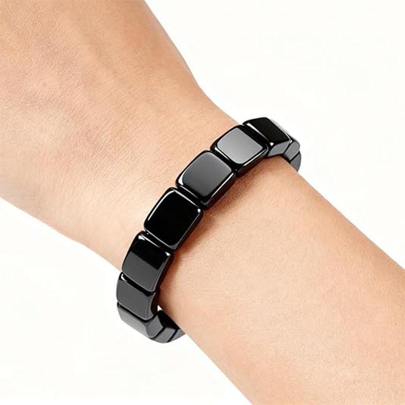 Hematite Bracelet for Men Natural T-Levels Support Mental Clarity Focus Stretch Rope Beads Jewelry Gifts for Christmas Birthday