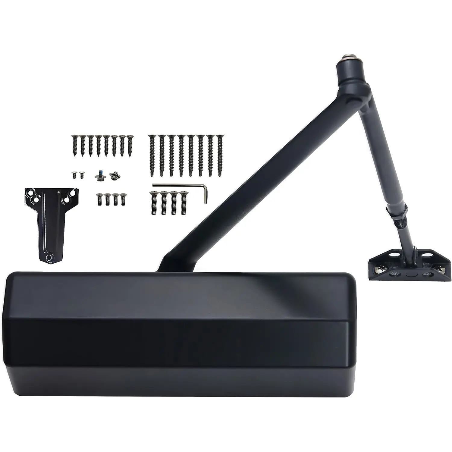 Door Closer Commercial Heavy Duty DK4000 Automatic Door Closer Adjustable Size 1-6, Grade 1 Auto Hydraulic Door Closer Hinge for Medium Traffic Areas - ADA Compliant & UL Listed, Matte Black