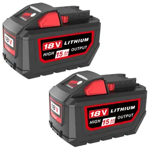 Upgraded 2Packs 18V 15.0Ah Replacement for Milwaukee M-18 Battery Compatible with Milwaukee Battery 48-11-1850 48-11-1840 48-11-1815  18 Volt Cordless Power Tool and Chargers