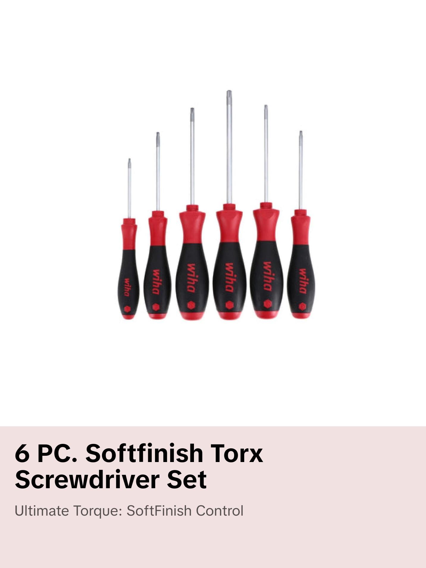 Wiha Tools 36290 SoftFinish MagicSpring Screw Holding TORX® Screwdriver Set, 6 Pc.