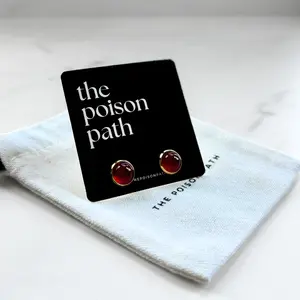 Carnelian Earrings | Gold or Silver Crystal Stud Earrings | Confidence + Attraction + Success