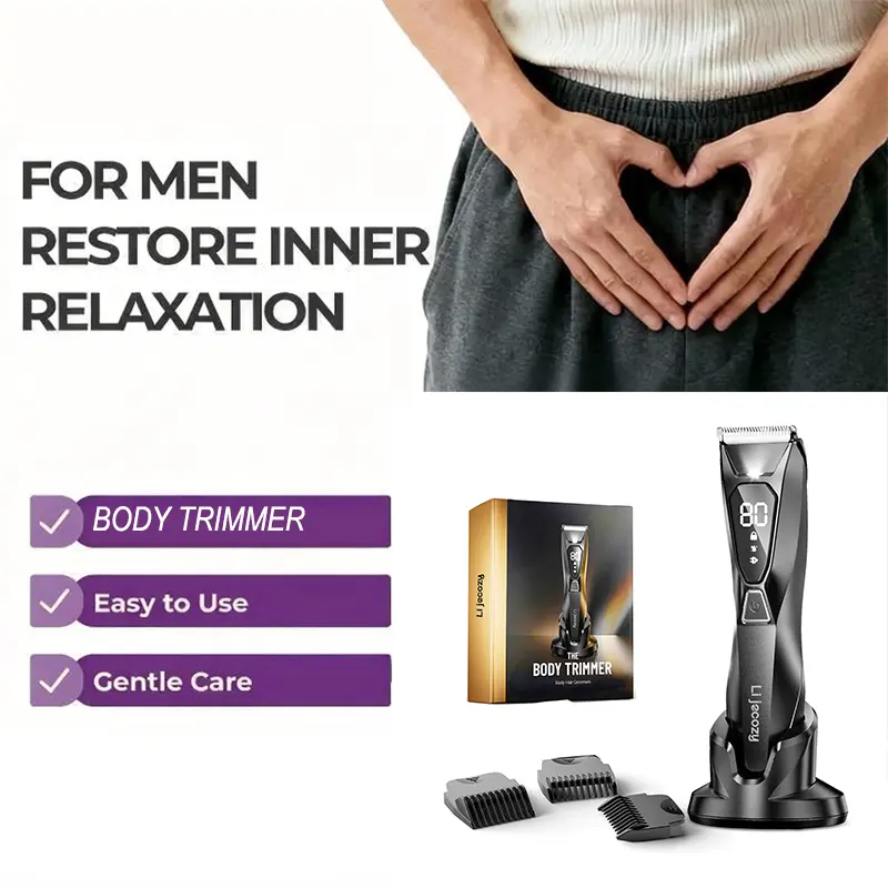 leg hair removal SHPAVVER Ball Shaver for Men, Pubic Hair Trimmer for Man - Electric Ball Shaver with Display & Light - Waterproof Wet/Dry Groomer kit for Groin - Wireless Charging - Ceramic Blade with 3 Comb, Male Gifts,