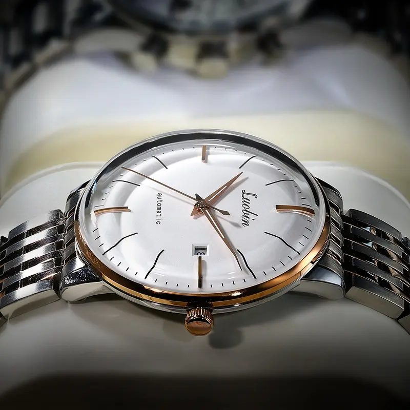 Stainless Steel Wristwatch for Women - Ultra-Thin Bauhaus Analog Mechanical Design with an Elegant Round Dial, Luminous Display & Automatic Date, Analog Mechanical Watches, Classic Round Dial, 42Mm Watch