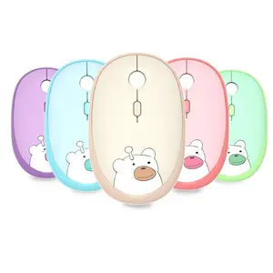 GEEZER Cartoon Bear Design Wireless Mouse, 2.4G Wireless Mouse with Silent Button, Cute Mouse for Home Office
