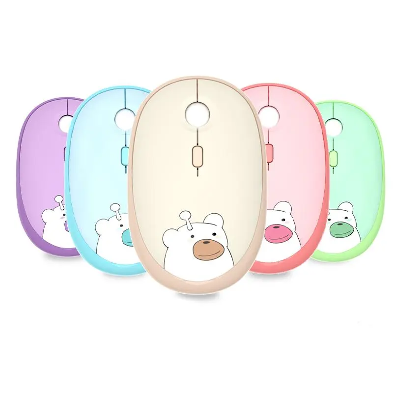 GEEZER Cartoon Bear Design Wireless Mouse, 2.4G Wireless Mouse with Silent Button, Cute Mouse for Home Office