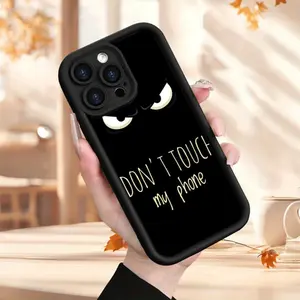 Angry gaze warning design phone case "Don't touch my phone", a bold and humorous phone case. Compatible with iPhone 17, 16, 15, 14, 13, 12, 11 and Samsung phones
