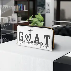 God Over All Things Zipper Wallet — GOAT Faith Wallet with Cross & Heart Design