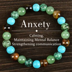 Stress-relief crystal bracelet for men and women, calming blue friendship bracelet, blue beaded jewelry, protective bracelet, encouragement gift, fashionable unisex accessory, color-contrast beaded crystal bracelet
