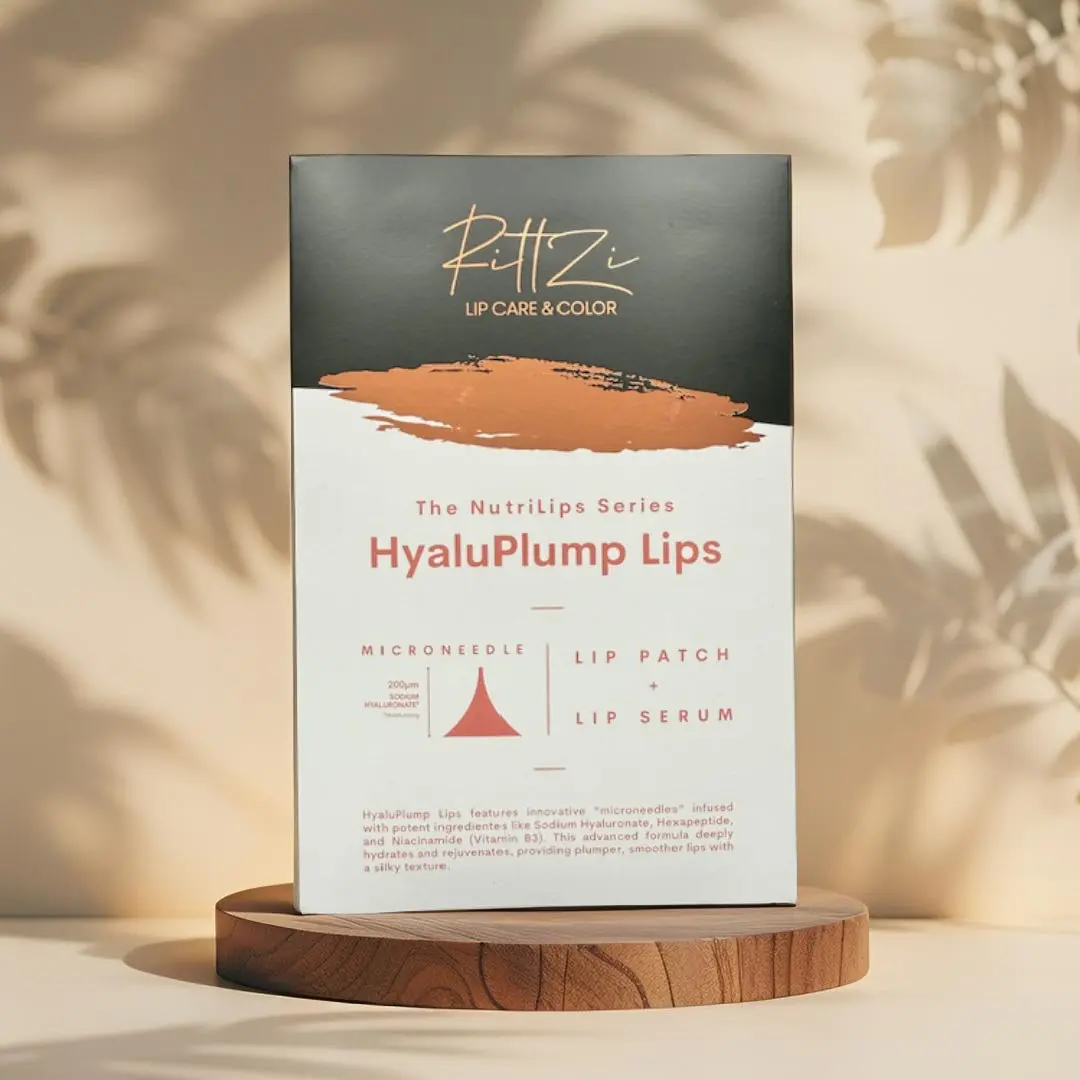 RITTZI HyaluPlump Lips Silky Lightweight Hydrating Lip Combo - 800 Dissolvable Microneedle Patch + Serum, Single Pack for Conditioning Treatments
