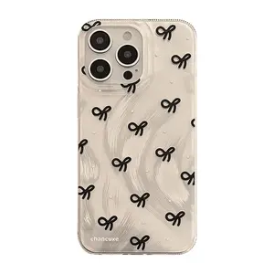 Quicksand element acrylic Black Bow Pattern Phone Case,Luxury Phone Cover,Shockproof Phonecase,Phone Accessories for iphone 16 Pro Max case 13 14 15
